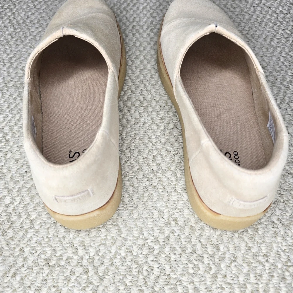 TOMS Women's Adelaide Suede Tan Platform Espadrille Slip-Ons 9